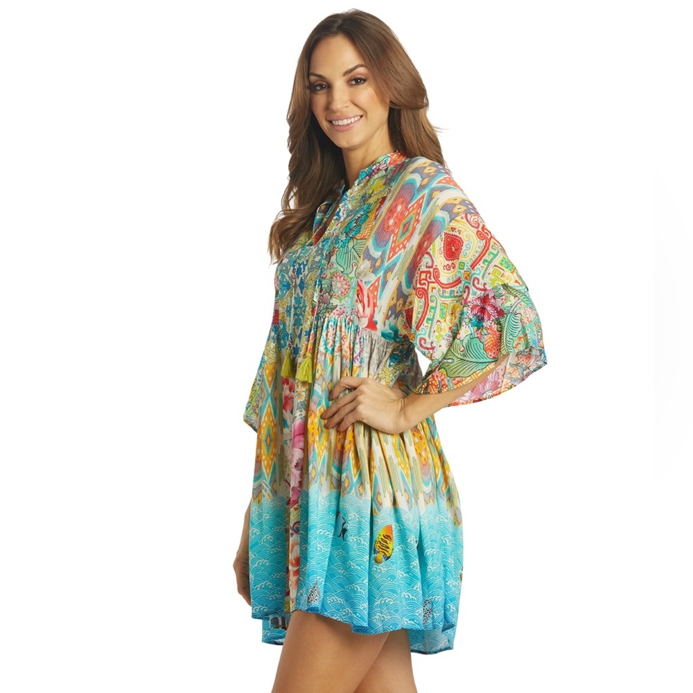 Johnny Was Women's Mixi Short Kaftan Dress